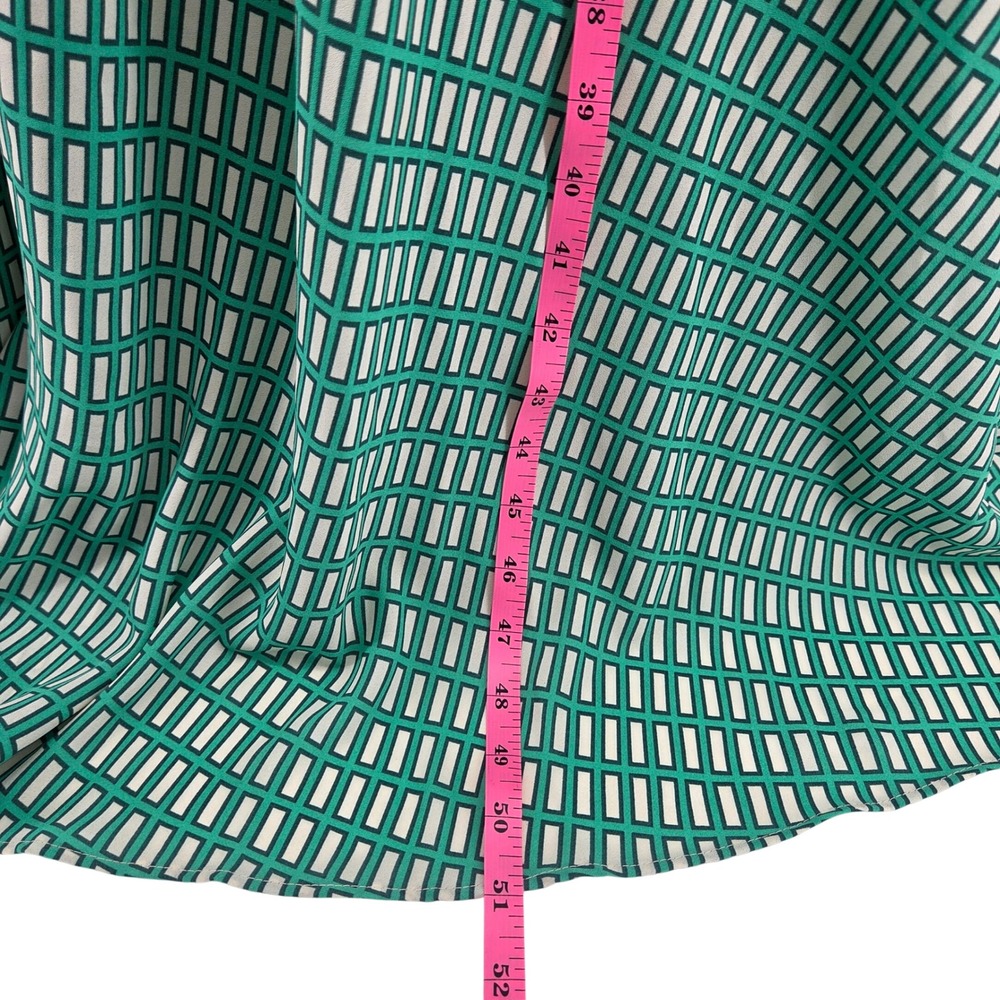 Banana Republic Maxi Dress 6 Green Geometric Pleated Pockets Flowy Summer - Picture 7 of 12